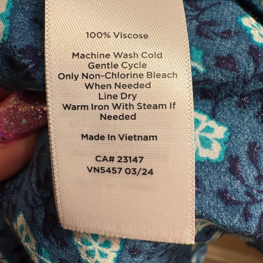 Talbots Navy Floral Button-Front Blouse - Picture 8 of 8